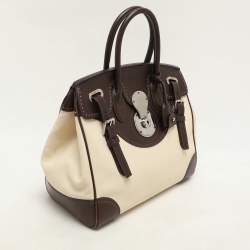 Ralph Lauren Cream/Brown Leather Ricky 33 Tote