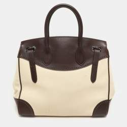 Ralph Lauren Cream/Brown Leather Ricky 33 Tote