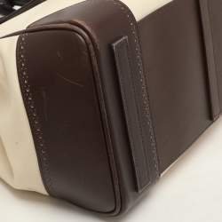 Ralph Lauren Cream/Brown Leather Ricky 33 Tote