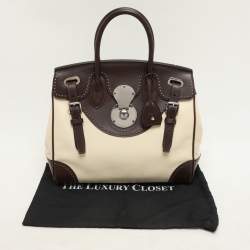 Ralph Lauren Cream/Brown Leather Ricky 33 Tote