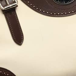 Ralph Lauren Cream/Brown Leather Ricky 33 Tote