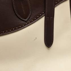 Ralph Lauren Cream/Brown Leather Ricky 33 Tote