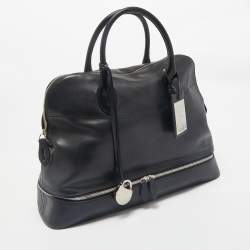 Ralph Lauren Black Leather Dome Zip Satchel