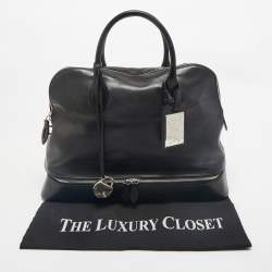 Ralph Lauren Black Leather Dome Zip Satchel