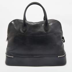 Ralph Lauren Black Leather Dome Zip Satchel