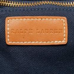 Pre Owned Ralph Lauren Navy Blue/Red Canvas Embroidered Tote