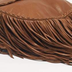 Pre Owned Ralph Lauren Brown Leather Fringe Flap Bag