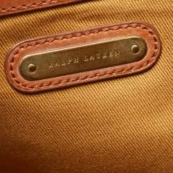 Pre Owned Ralph Lauren Yellow/Brown Leather and Nylon Equestrian Scarf Tote