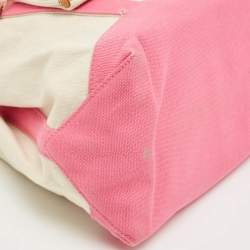 Pre Owned Ralph Lauren Pink/Ivory Canvas Tote