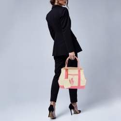 Pre Owned Ralph Lauren Pink/Ivory Canvas Tote