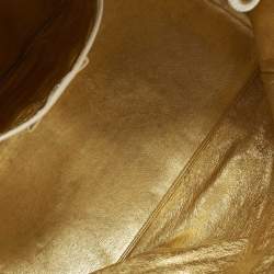 Pre Owned حقيبة ساتشل رالف لورين جلد نعامة أبيض إصدار محدود بسوستة