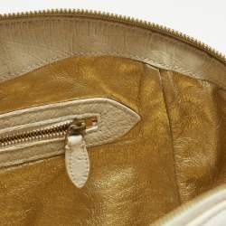 Pre Owned حقيبة ساتشل رالف لورين جلد نعامة أبيض إصدار محدود بسوستة