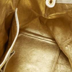 Pre Owned حقيبة ساتشل رالف لورين جلد نعامة أبيض إصدار محدود بسوستة