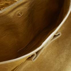 Pre Owned حقيبة ساتشل رالف لورين جلد نعامة أبيض إصدار محدود بسوستة