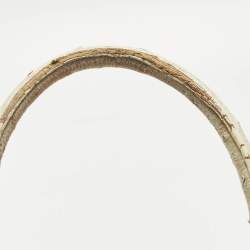 Pre Owned حقيبة ساتشل رالف لورين جلد نعامة أبيض إصدار محدود بسوستة