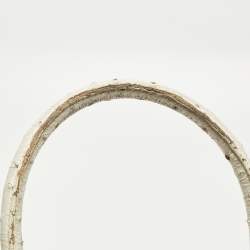 Pre Owned حقيبة ساتشل رالف لورين جلد نعامة أبيض إصدار محدود بسوستة