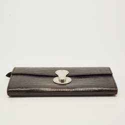 Pre Owned Ralph Lauren Ricky Dark Brown Lizard Continental Wallet