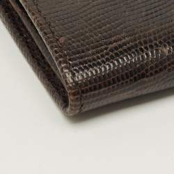 Pre Owned Ralph Lauren Ricky Dark Brown Lizard Continental Wallet