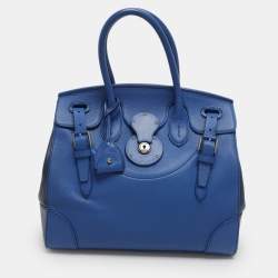 Pre Owned Ralph Lauren Ricky Two Tone Blue Leather Tote
