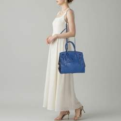 مملوكة مسبقًا Ralph Lauren Ricky Two Tone Blue Leather Tote
