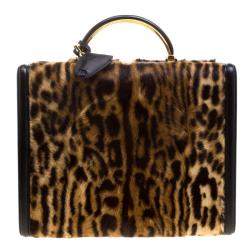 Pre Owned Ralph Lauren Leopard Print Calfhair Satchel