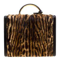 Pre Owned Ralph Lauren Leopard Print Calfhair Satchel