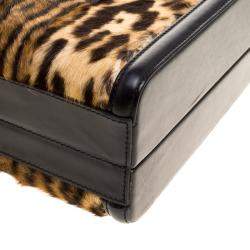 Pre Owned Ralph Lauren Leopard Print Calfhair Satchel