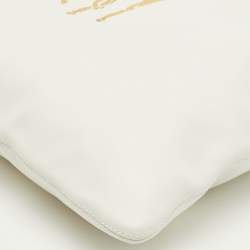 Pre Owned حقيبة ساتشل رالف لورين جلد نعامة أبيض إصدار محدود بسوستة