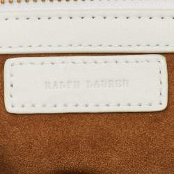 Pre Owned حقيبة ساتشل رالف لورين جلد نعامة أبيض إصدار محدود بسوستة