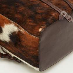 مملوكة مسبقًا Ralph Lauren Ricky Brown Animal Print Calf Hair and Leather Drawstring Bucket Bag