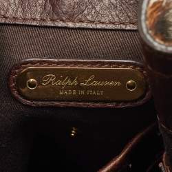 مملوكة مسبقًا Ralph Lauren Ricky Brown Animal Print Calf Hair and Leather Drawstring Bucket Bag