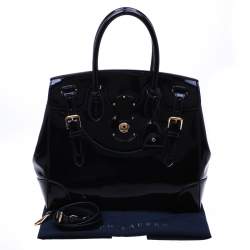 Pre Owned Ralph Lauren Navy Blue Patent Leather Ricky Tote