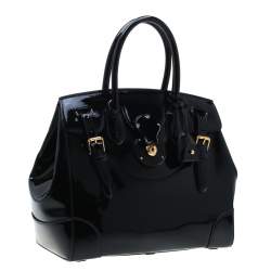 Pre Owned Ralph Lauren Navy Blue Patent Leather Ricky Tote