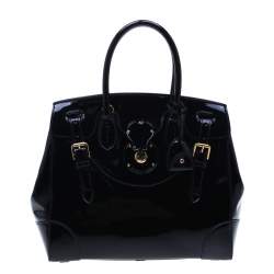 Pre Owned Ralph Lauren Navy Blue Patent Leather Ricky Tote