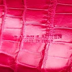 Pre Owned Ralph Lauren Pink Crocodile Ricky Continental Wallet