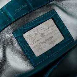 Pre Owned Ralph Lauren Turquoise Alligator Tiffin 33 Top Handle Bag
