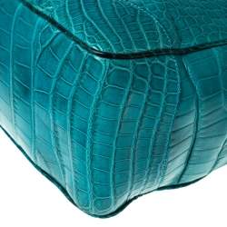 Pre Owned Ralph Lauren Turquoise Alligator Tiffin 33 Top Handle Bag