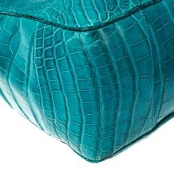 Pre Owned Ralph Lauren Turquoise Alligator Tiffin 33 Top Handle Bag