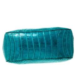 Pre Owned Ralph Lauren Turquoise Alligator Tiffin 33 Top Handle Bag