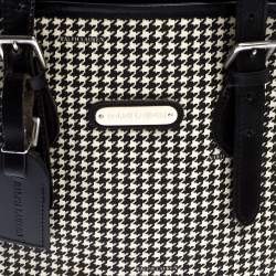 Pre Owned Ralph Lauren Black/White Canvas and Leather Houndstooth Tote