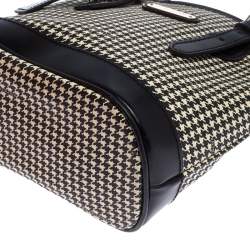Pre Owned Ralph Lauren Black/White Canvas and Leather Houndstooth Tote