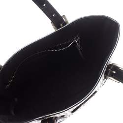 Pre Owned Ralph Lauren Black/White Canvas and Leather Houndstooth Tote