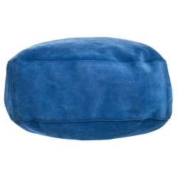 Pre Owned Ralph Lauren Blue/Tan Nubuck and Leather Woven Handle Hobo