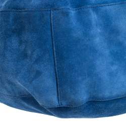 Pre Owned Ralph Lauren Blue/Tan Nubuck and Leather Woven Handle Hobo