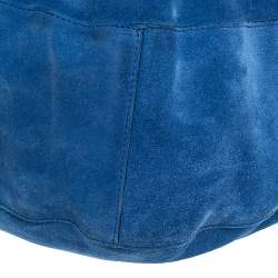 Pre Owned Ralph Lauren Blue/Tan Nubuck and Leather Woven Handle Hobo