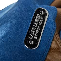 Pre Owned Ralph Lauren Blue/Tan Nubuck and Leather Woven Handle Hobo