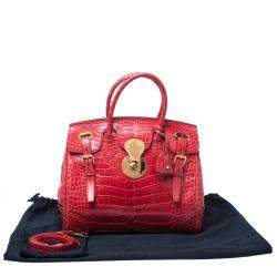 Pre Owned Ralph Lauren Red Alligator Ricky 33 Tote