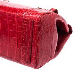Pre Owned Ralph Lauren Red Alligator Ricky 33 Tote