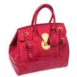 Pre Owned Ralph Lauren Red Alligator Ricky 33 Tote