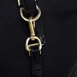 مملوكة مسبقًا Ralph Lauren Black Patent Leather and Canvas Shopper Tote